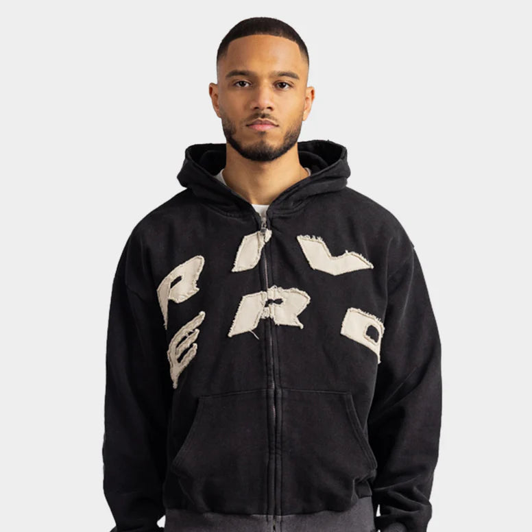 RIVERO - SCRIPT ZIP HOODIE WASHED BLACK – Concept R