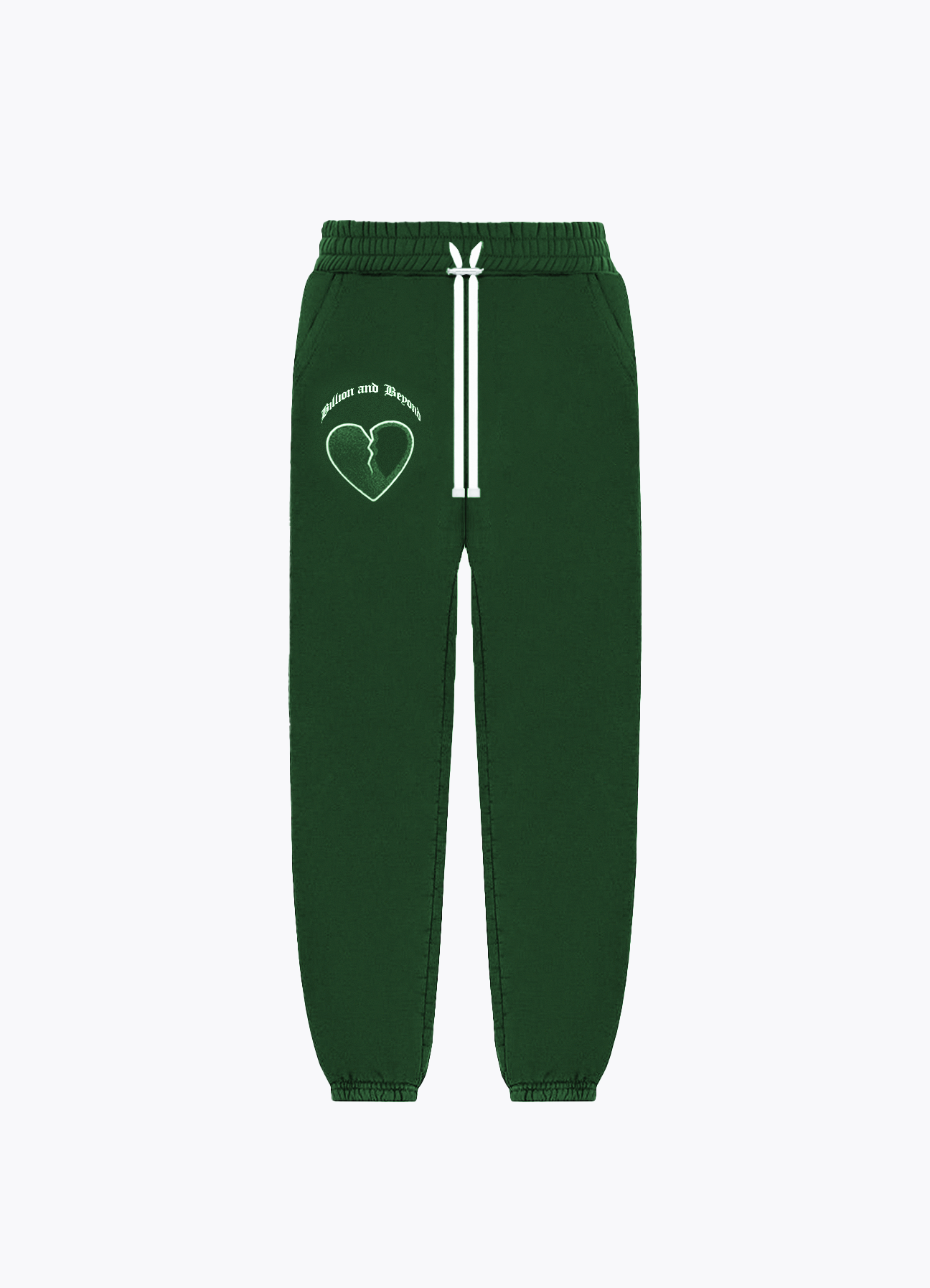BILLION AND BEYOND - CRACK HEART SWEATPANTS ARMY GREEN