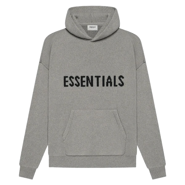 FEAR OF GOD ESSENTIALS KNIT PULLOVER HOODIE DARK HEATHER