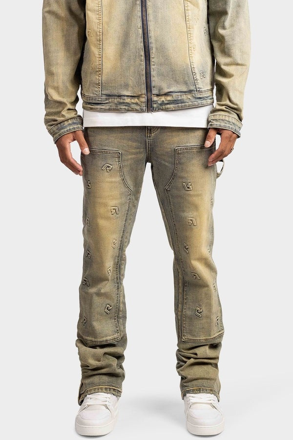 RIVERO - EMBOSSED STRAIGHT WORKER DENIM JEANS – Concept R