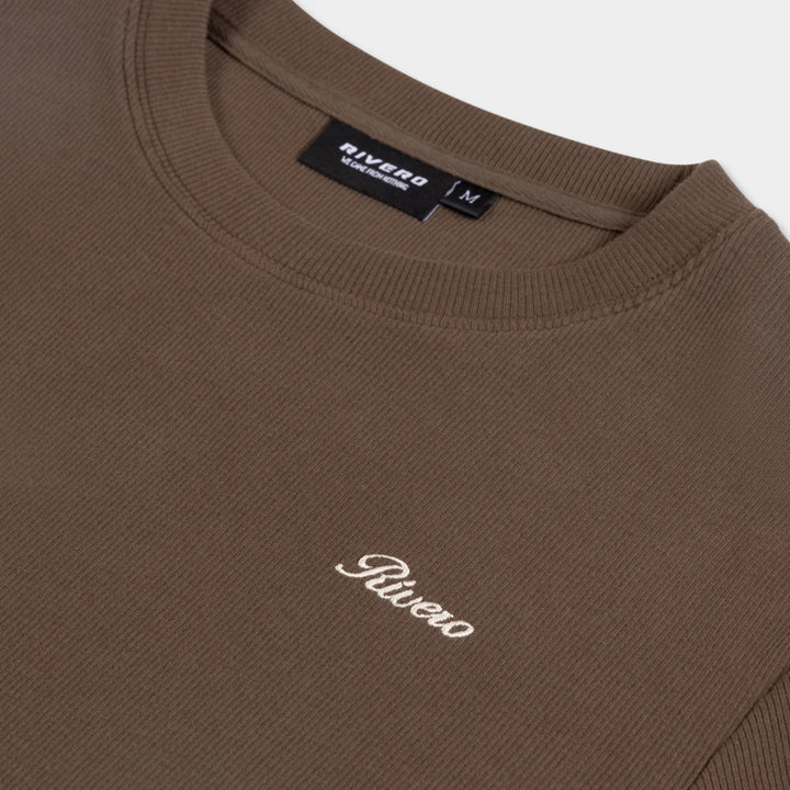 RIVERO - SIGNATURE SLIM FIT RIBBED LONGSLEEVE - BROWN