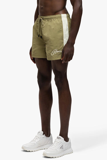 RIVERO- RETRO SWIMSHORTS GREEN/OFF-WHITE