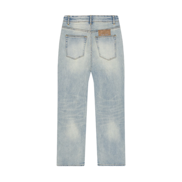 RIVERO - REGULAR PLAIN MIST BLUE EMBOSSED DENIM JEANS
