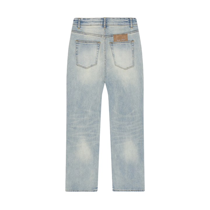 RIVERO - REGULAR PLAIN MIST BLUE EMBOSSED DENIM JEANS