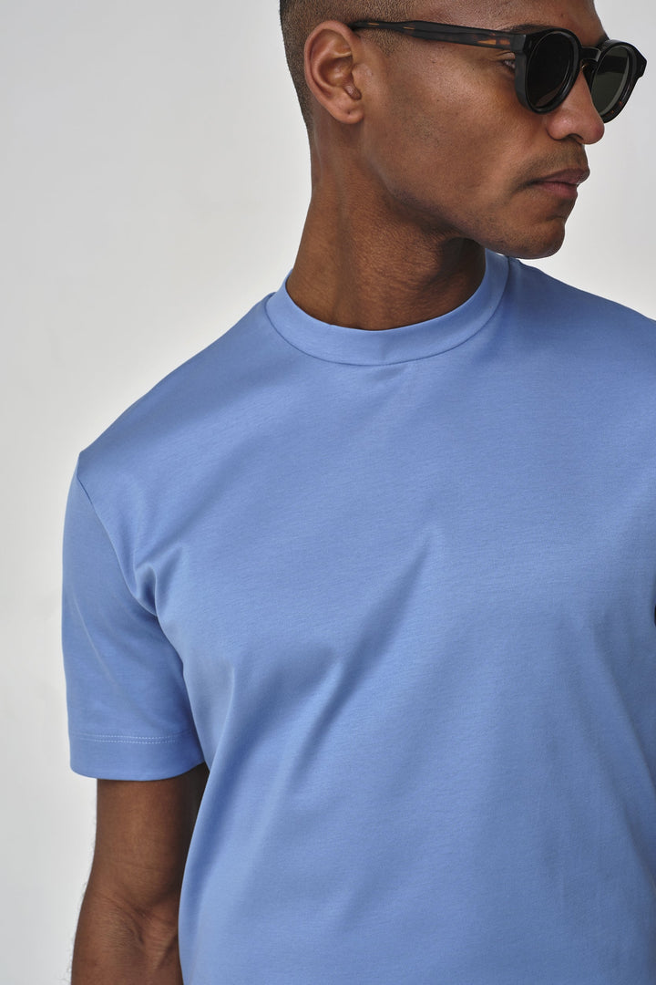 VALENZA - INTERLOCK SUPIMA T-SHIRT MID BLUE