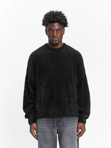 RETERNITY - ESSENTIAL FURRY KNIT SWEATER - BLACK