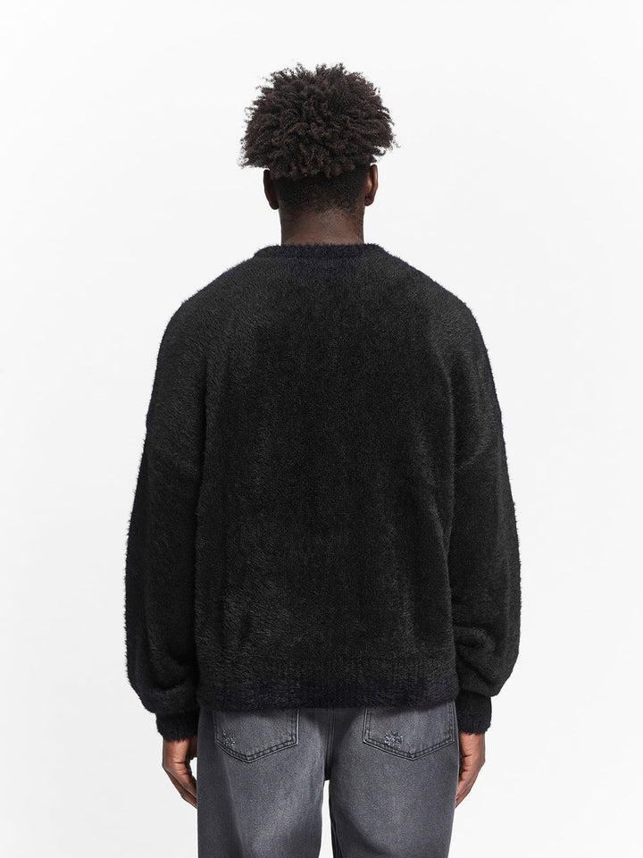 RETERNITY - ESSENTIAL FURRY KNIT SWEATER - BLACK