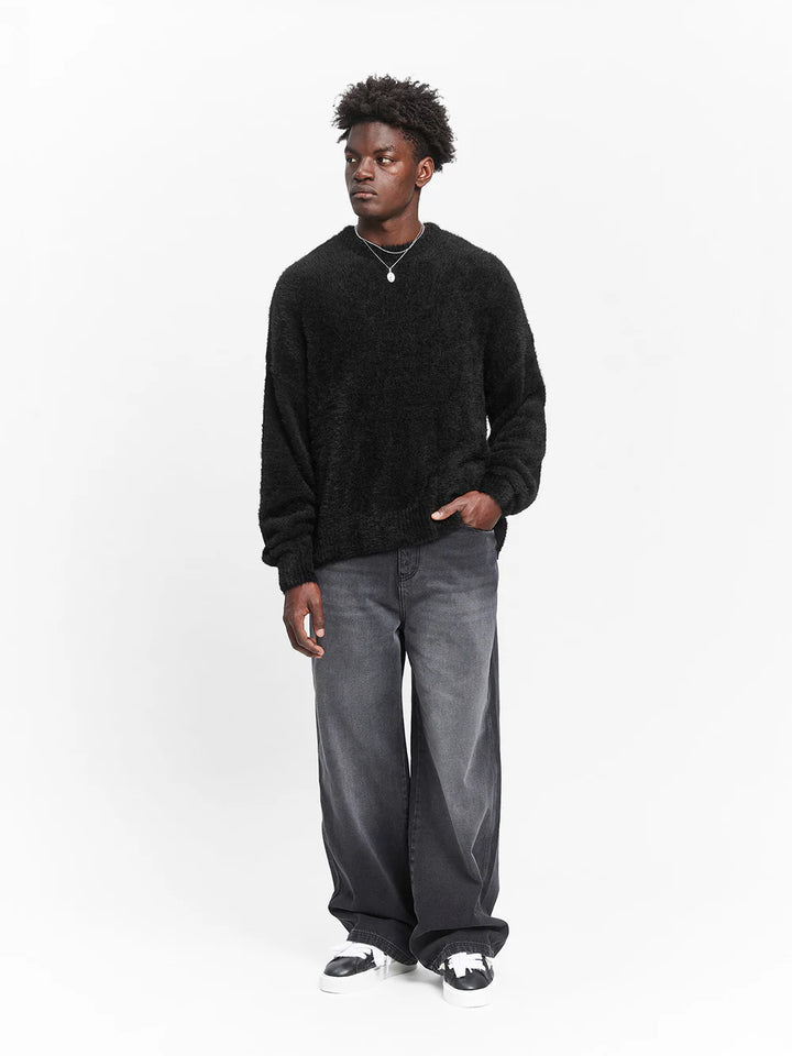 RETERNITY - ESSENTIAL FURRY KNIT SWEATER - BLACK