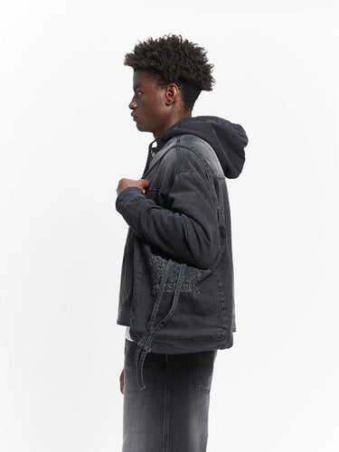 RETERNITY - CREATIVE DEPT LOGO TOTE BAG - BLACK DENIM