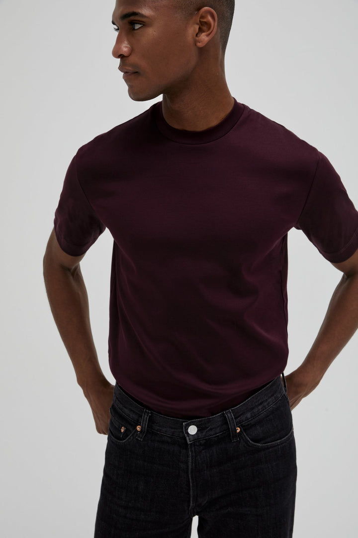 VALENZA - INTERLOCK SUPIMA T-SHIRT BURGUNDY RED