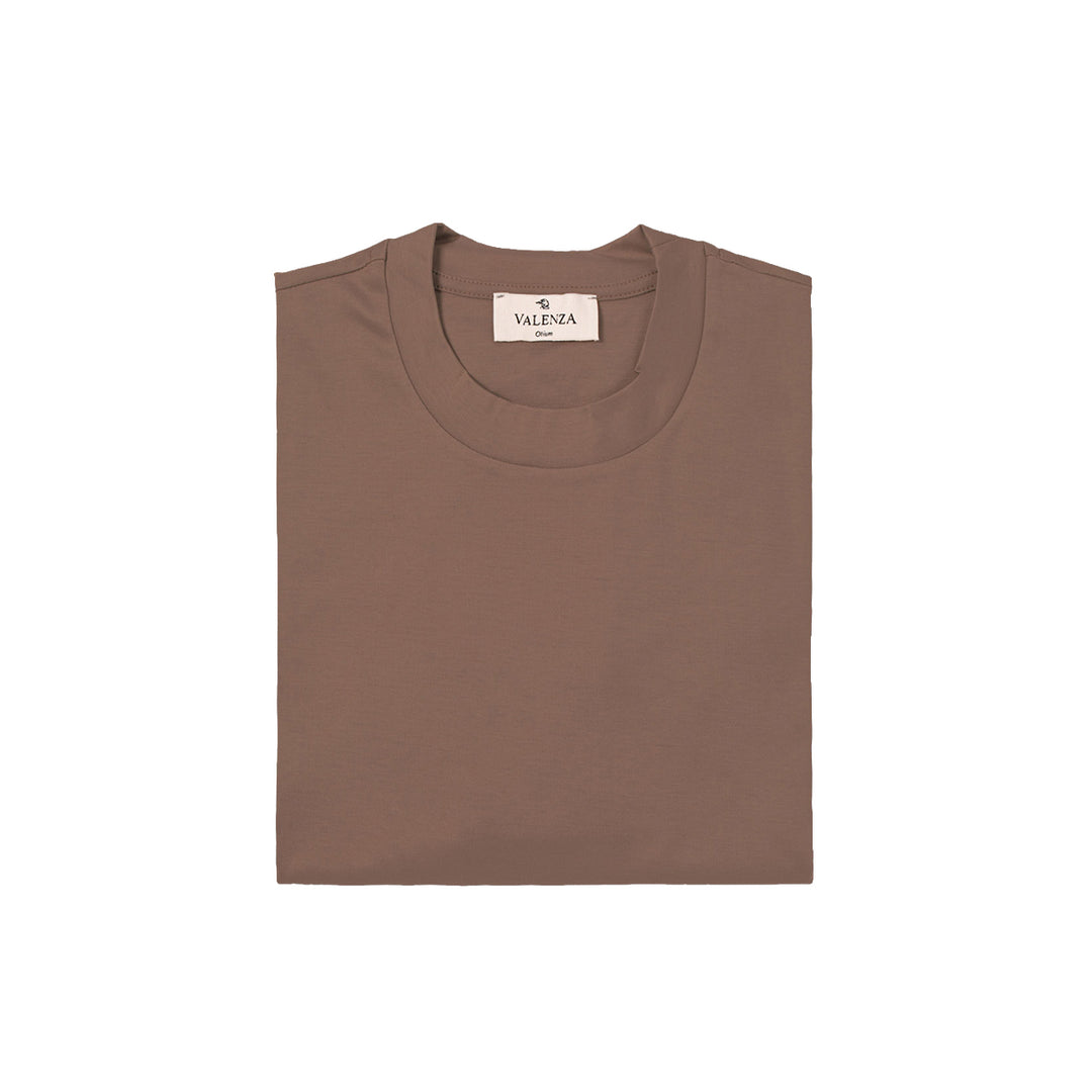 VALENZA - INTERLOCK SUPIMA T-SHIRT CORTECCIA BROWN