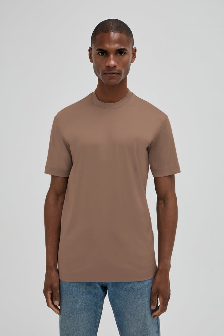 VALENZA - INTERLOCK SUPIMA T-SHIRT CORTECCIA BROWN