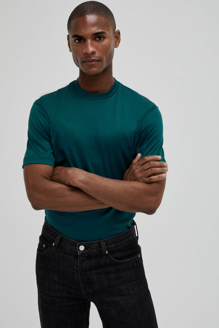 VALENZA - INTERLOCK SUPIMA T-SHIRT PETROL