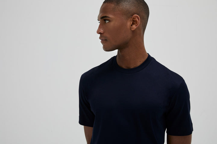 VALENZA - INTERLOCK SUPIMA T-SHIRT NAVY