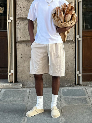 RETERNITY - CREATIVE DEPT LOGO MESH SHORTS - CREAM