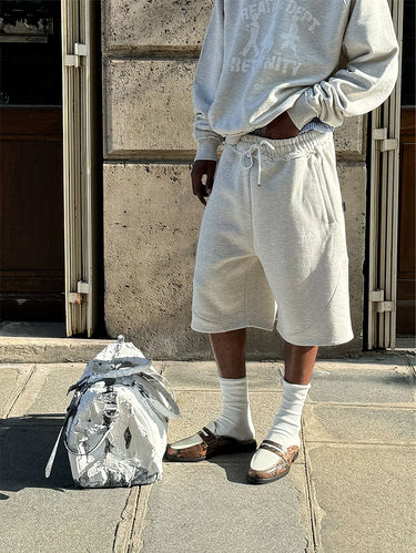 RETERNITY - CREATIVE DEPT LOGO COTTON SHORTS - MELANGE GREY