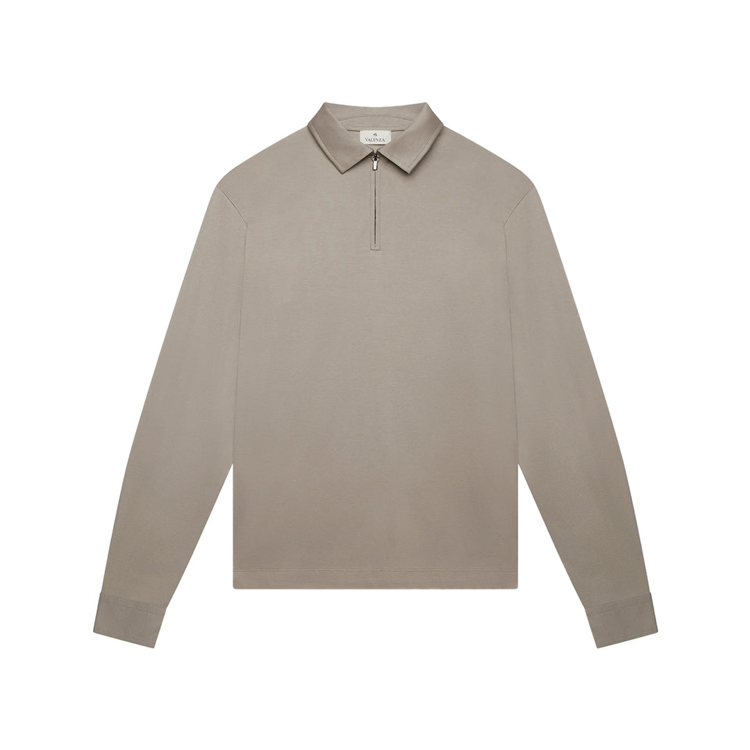 VALENZA - SUPIMA POLO MET RITSSLUITING LEAD GREY
