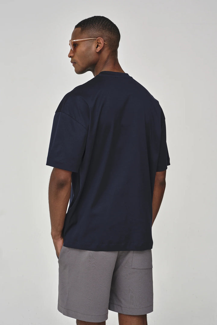 VALENZA - INTERLOCK SUPIMA OVERSIZED T-SHIRT NAVY