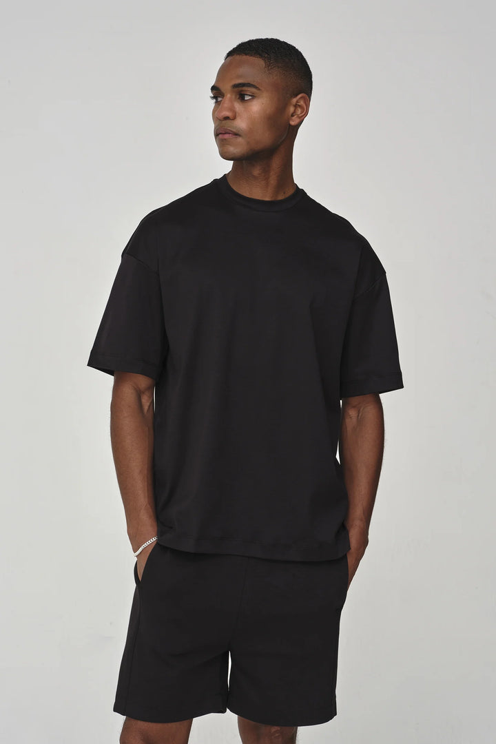 VALENZA - INTERLOCK SUPIMA OVERSIZED T-SHIRT BLACK