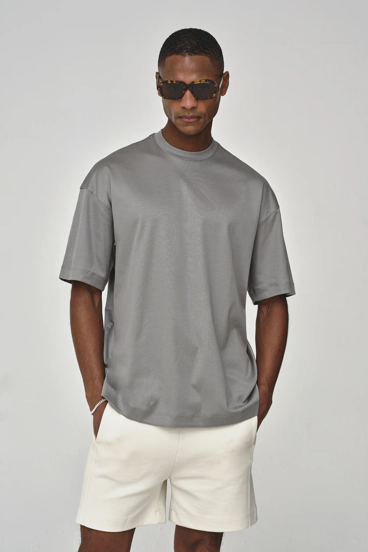 VALENZA - INTERLOCK SUPIMA OVERSIZED T-SHIRT GREY