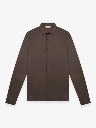 VALENZA- SUPIMA SHIRT LANGE MOUWEN EBONY BROWN