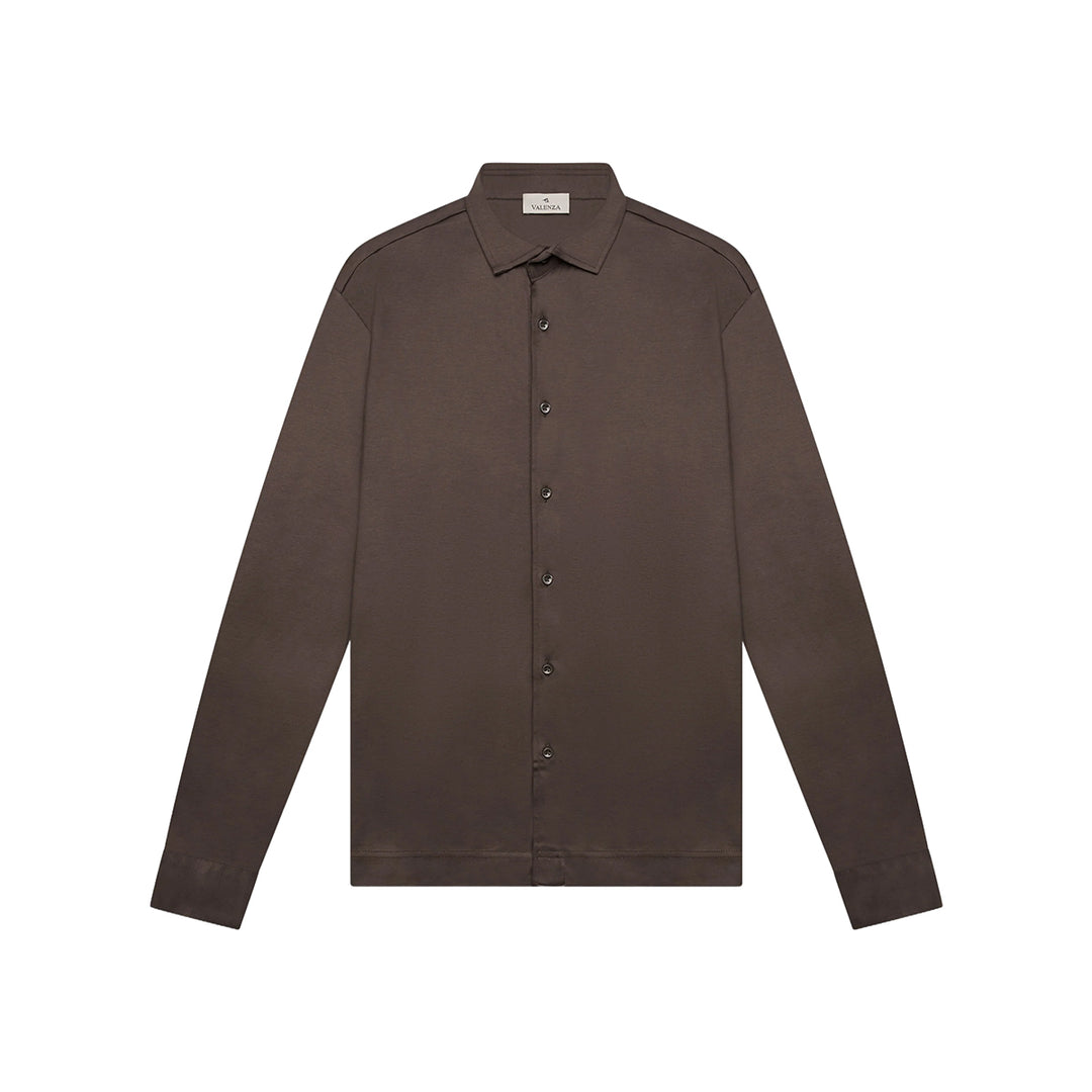 VALENZA - SUPIMA SHIRT LANGE MOUWEN EBONY BROWN