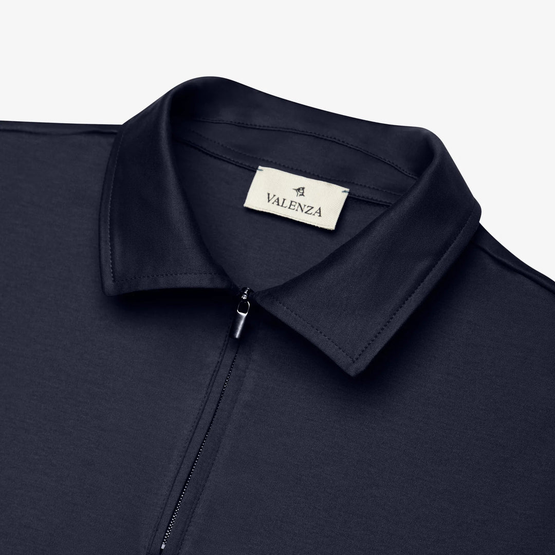 VALENZA - SUPIMA POLO ZIP COLLAR S/S - NAVY