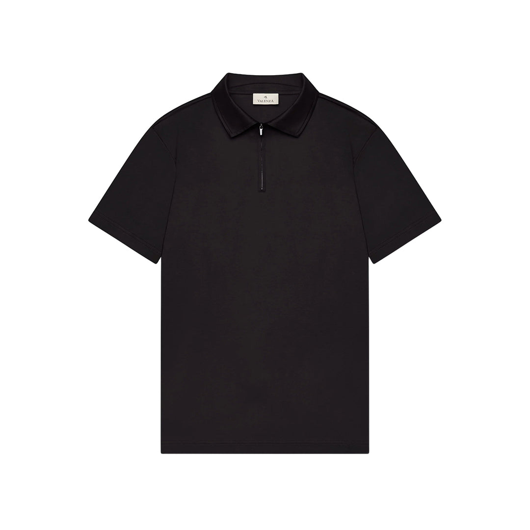 VALENZA - SUPIMA POLO ZIP COLLAR S/S - BLACK
