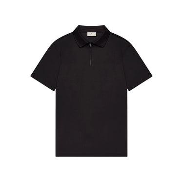 VALENZA - SUPIMA POLO ZIP COLLAR S/S - BLACK