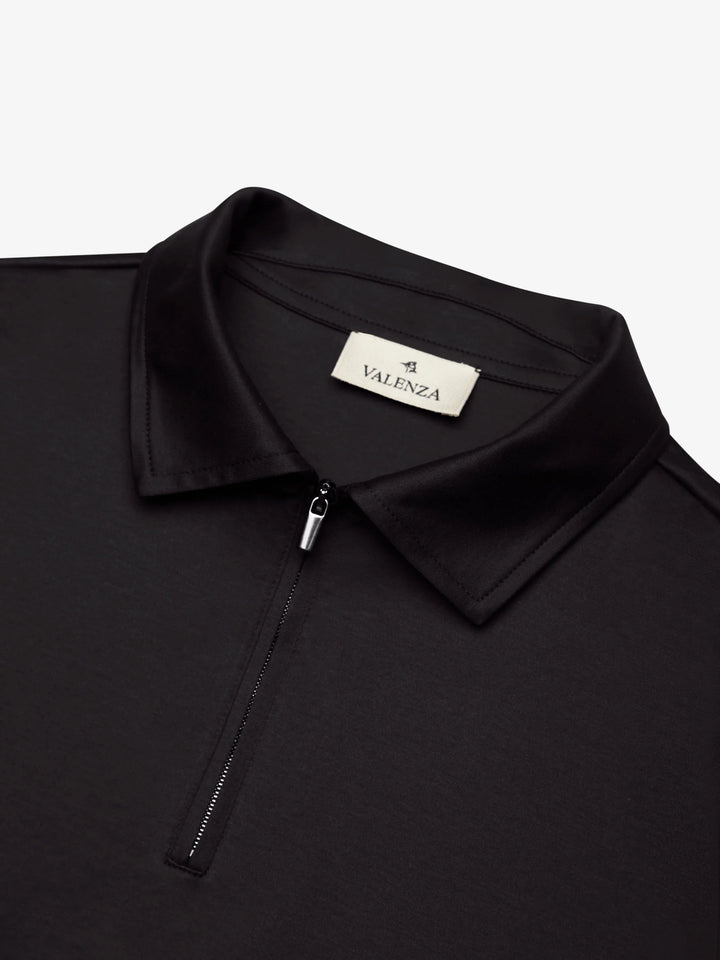 VALENZA - SUPIMA POLO ZIP COLLAR S/S - BLACK