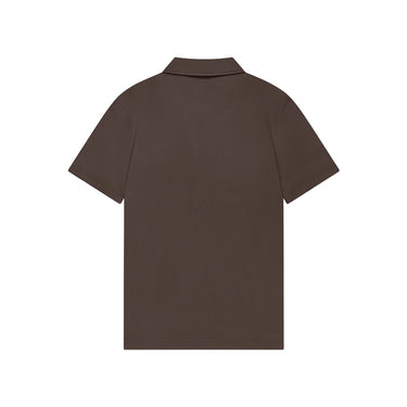 VALENZA - SUPIMA POLO ZIP COLLAR S/S - EBONY BROWN