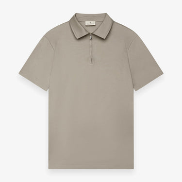 VALENZA - SUPIMA POLO ZIP COLLAR S/S - LEAD GREY