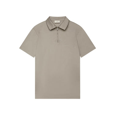VALENZA - SUPIMA POLO ZIP COLLAR S/S - LEAD GREY