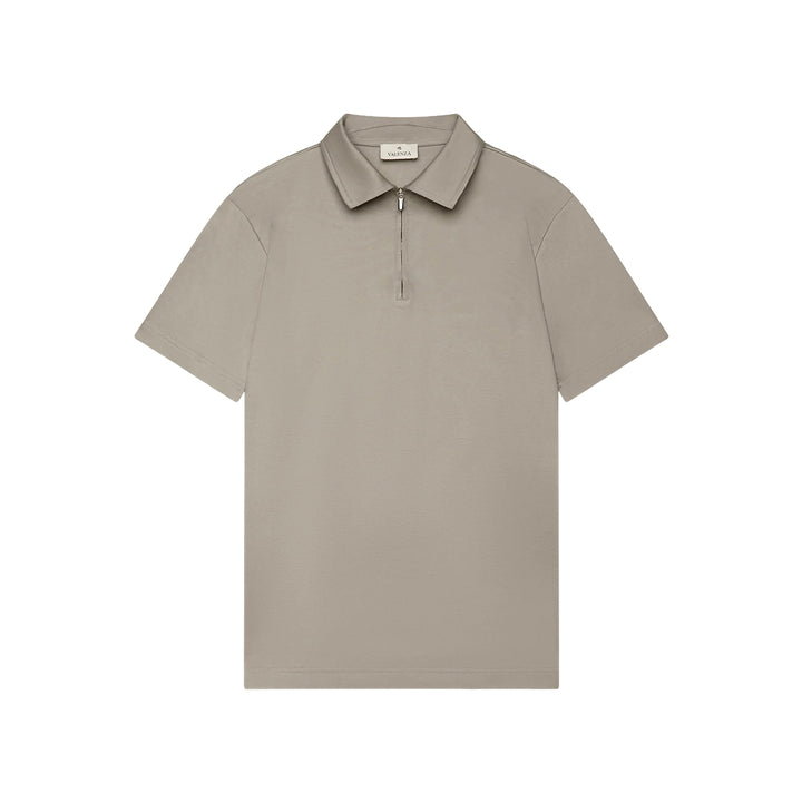VALENZA - SUPIMA POLO ZIP COLLAR S/S - LEAD GREY