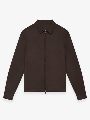 VALENZA- FLANNEL STRETCH OVERSHIRT - DARK BROWN