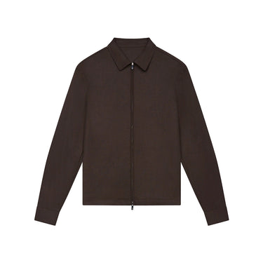 VALENZA - FLANNEL STRETCH OVERSHIRT - DARK BROWN
