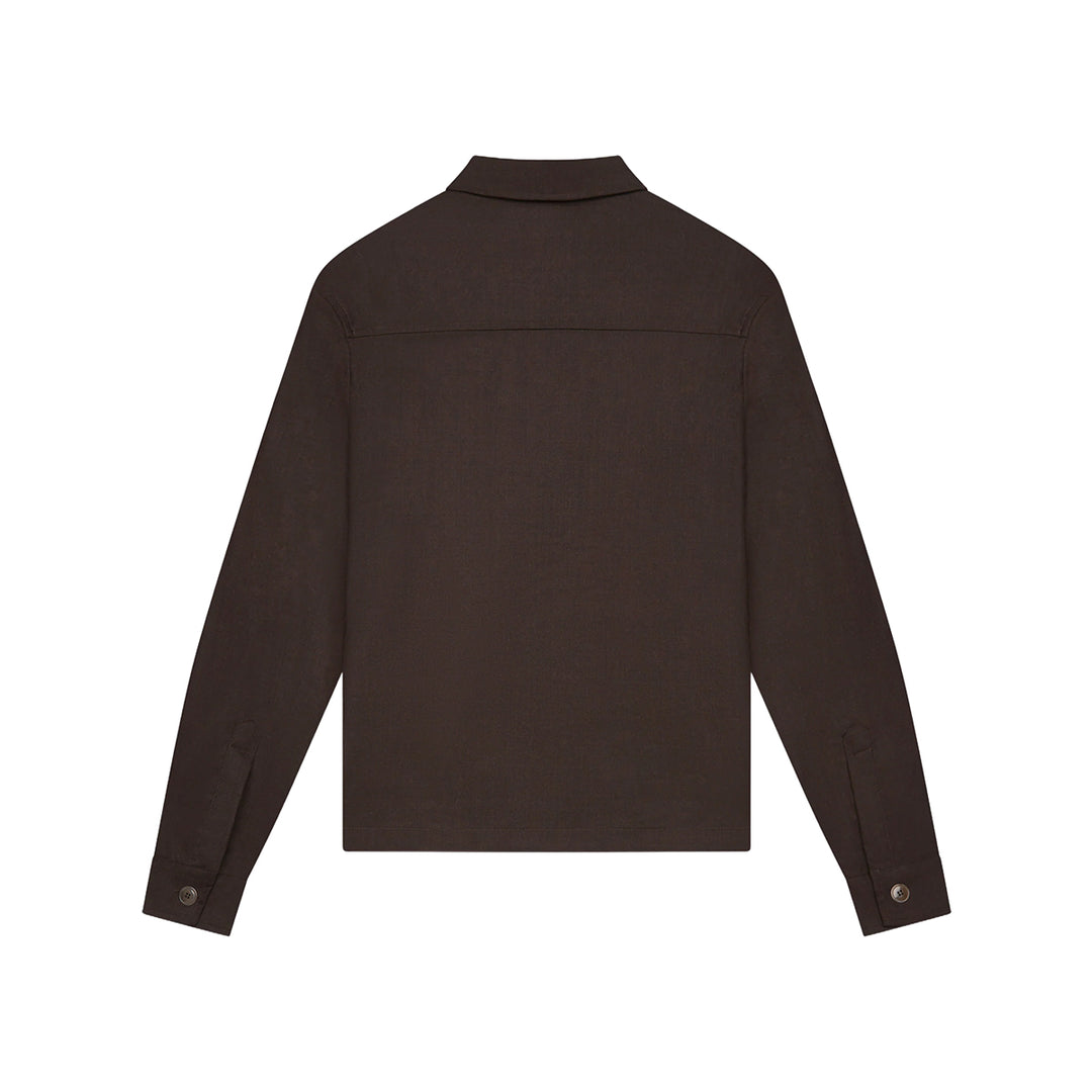 VALENZA - FLANNEL STRETCH OVERSHIRT - DARK BROWN