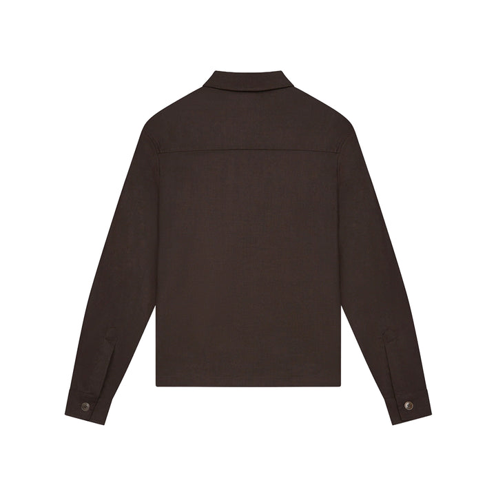 VALENZA - FLANNEL STRETCH OVERSHIRT - DARK BROWN