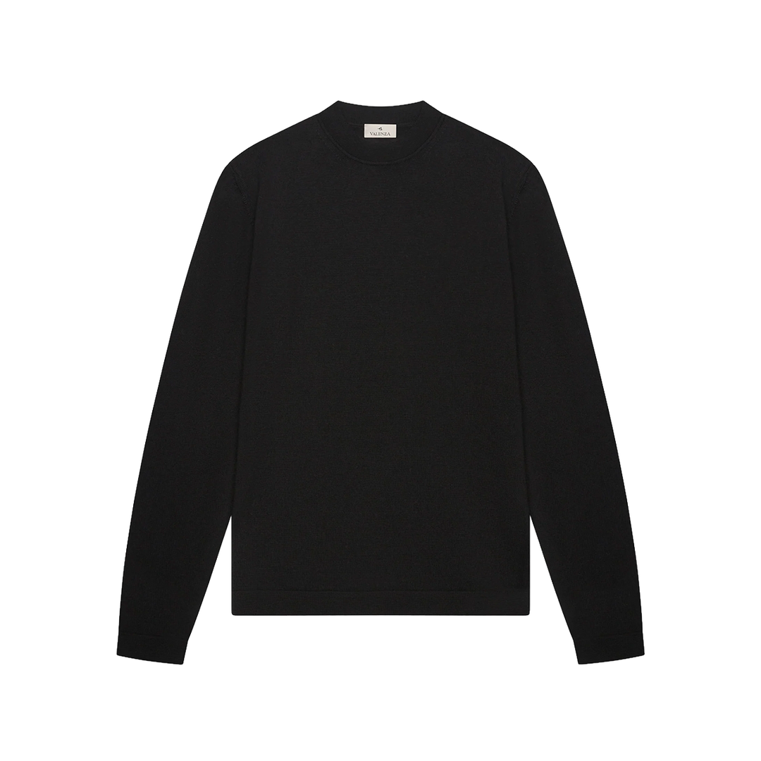 VALENZA - CASHWOOL EXTRAFINE MERINO CREW NECK - BLACK