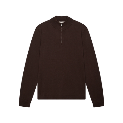 VALENZA - CASHWOOL EXTRAFINE MERINO QUARTER ZIP - DARK BROWN