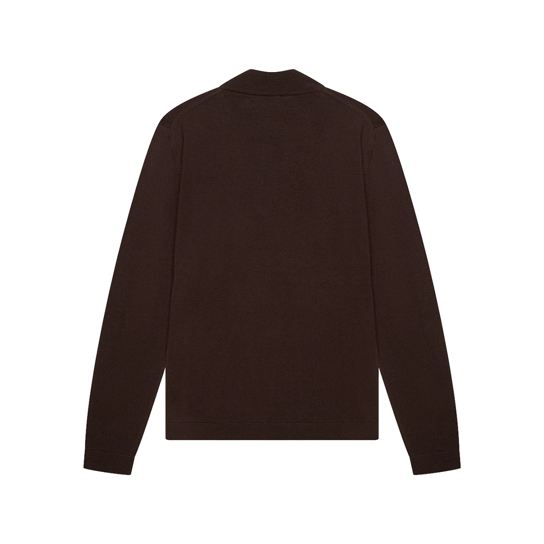 VALENZA - CASHWOOL EXTRAFINE MERINO QUARTER ZIP - DARK BROWN