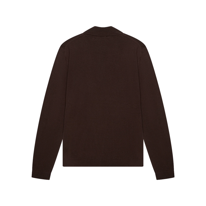 VALENZA - CASHWOOL EXTRAFINE MERINO QUARTER ZIP - DARK BROWN