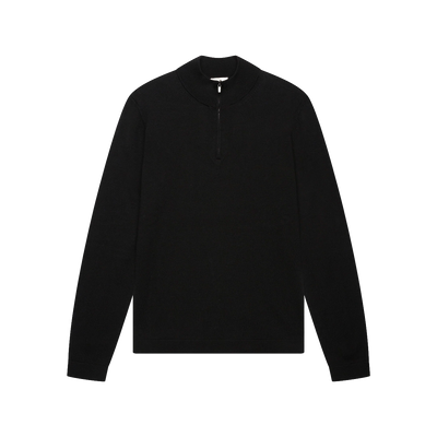 VALENZA - CASHWOOL EXTRAFINE MERINO QUARTER ZIP - BLACK