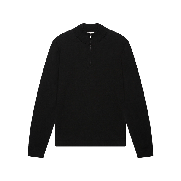VALENZA - CASHWOOL EXTRAFINE MERINO QUARTER ZIP - BLACK