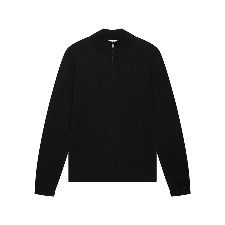 VALENZA - CASHWOOL EXTRAFINE MERINO QUARTER ZIP - BLACK