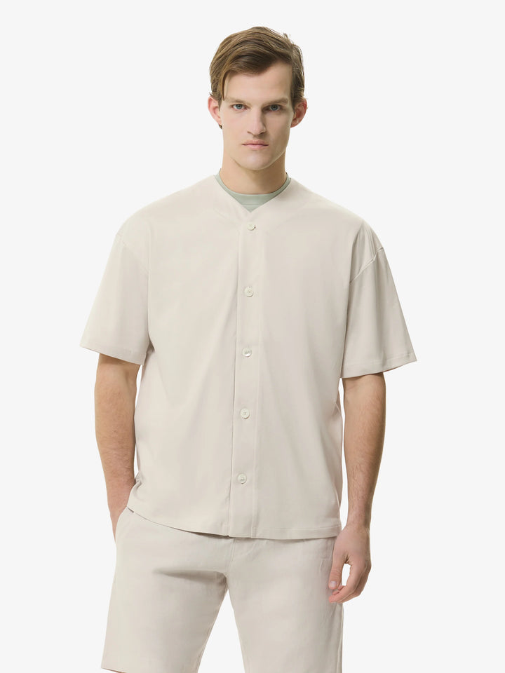 VALENZA - SUPIMA BASEBALL SHIRT S/S - PEARL GREY