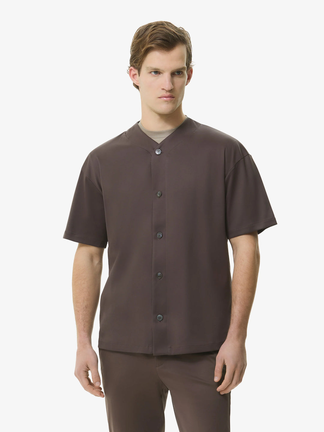 VALENZA - SUPIMA BASEBALL SHIRT S/S - EBONY BROWN