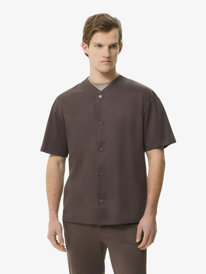 VALENZA - SUPIMA BASEBALL SHIRT S/S - EBONY BROWN