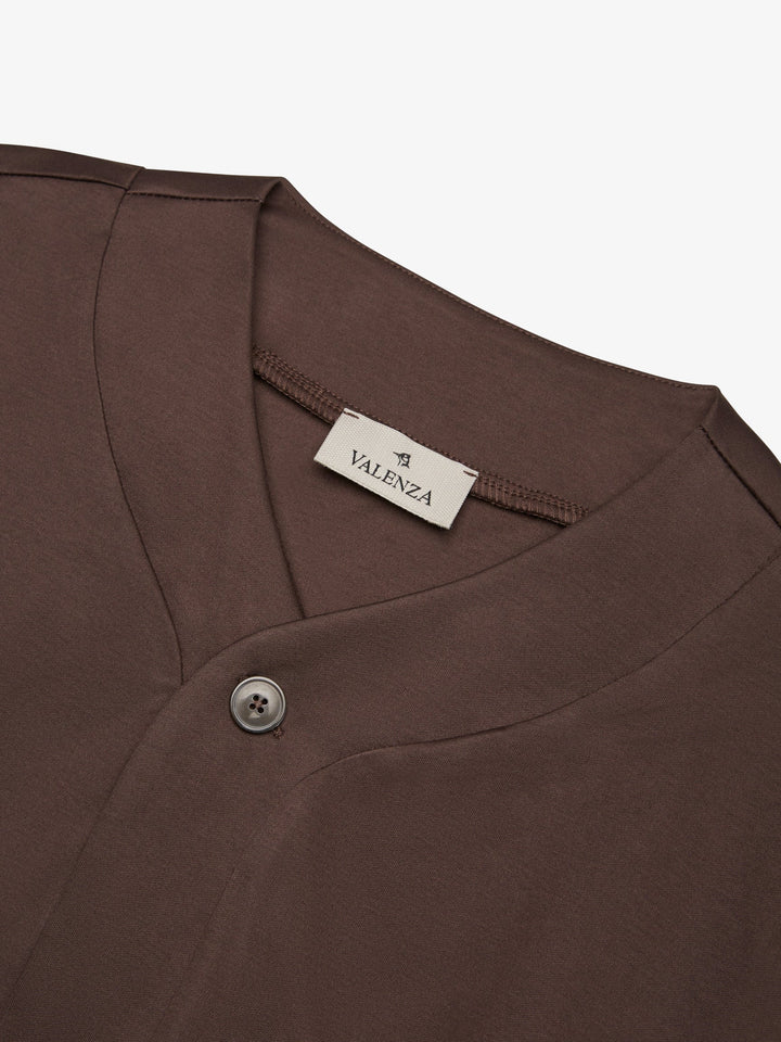 VALENZA - SUPIMA BASEBALL SHIRT S/S - EBONY BROWN