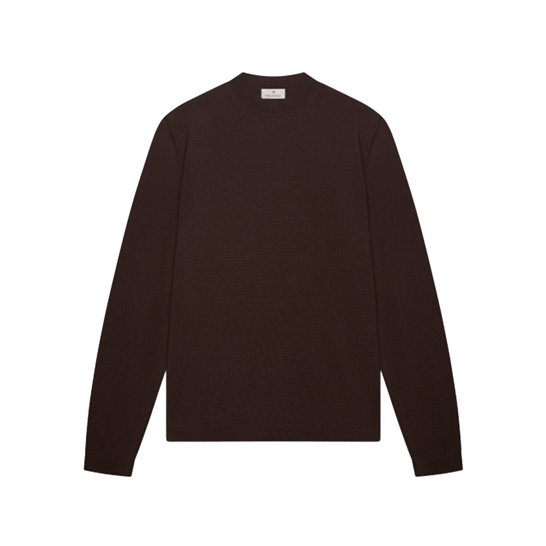 VALENZA - CASHWOOL EXTRAFINE MERINO CREW NECK - DARK BROWN